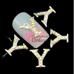 Decoratiuni 3D Metalice 236 Argintii cu Strasuri litera Y 